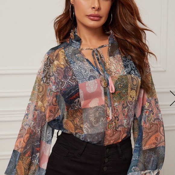 Sheer colorful boho blouse - Picture 4 of 7